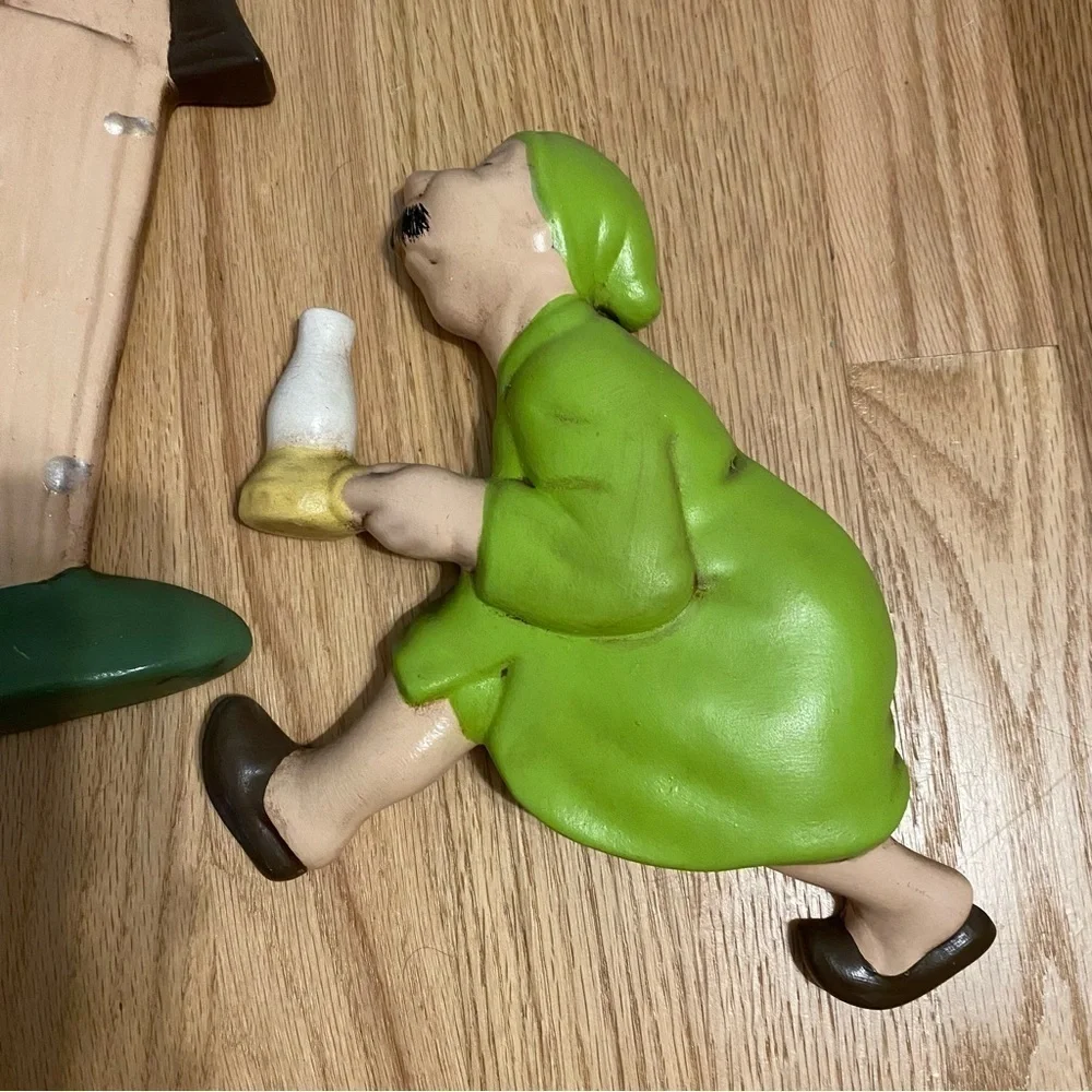 Vintage 70's Arnel Race To The Outhouse Ceramic Wall Hanging Ma Pa Green Pajama